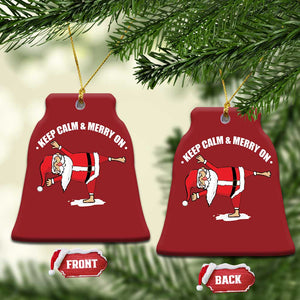 Funny Xmas Yoga Christmas Ornament Keep Calm And Merry On TS09 Bell Flake Red Print Your Wear