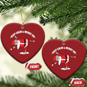 Funny Xmas Yoga Christmas Ornament Keep Calm And Merry On TS09 Heart Red Print Your Wear