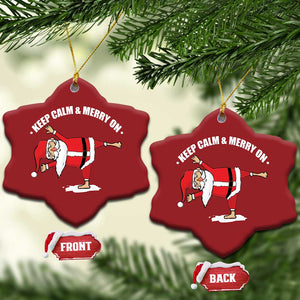 Funny Xmas Yoga Christmas Ornament Keep Calm And Merry On TS09 Snow Flake Red Print Your Wear