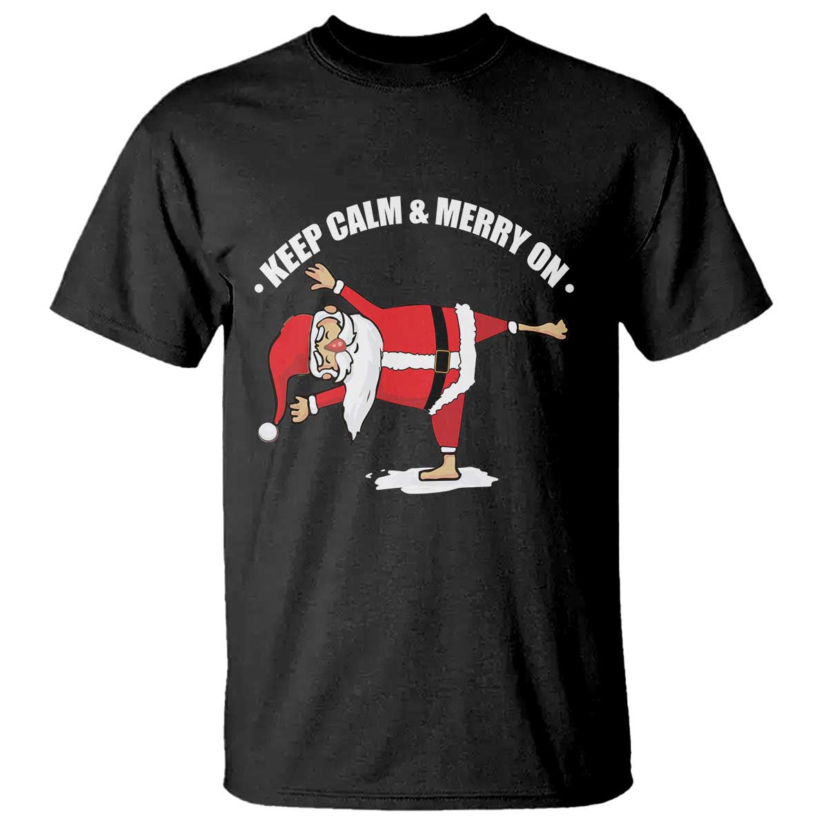 Funny Christmas Yoga T Shirt Keep Calm And Merry On TS09 Black Print Your Wear