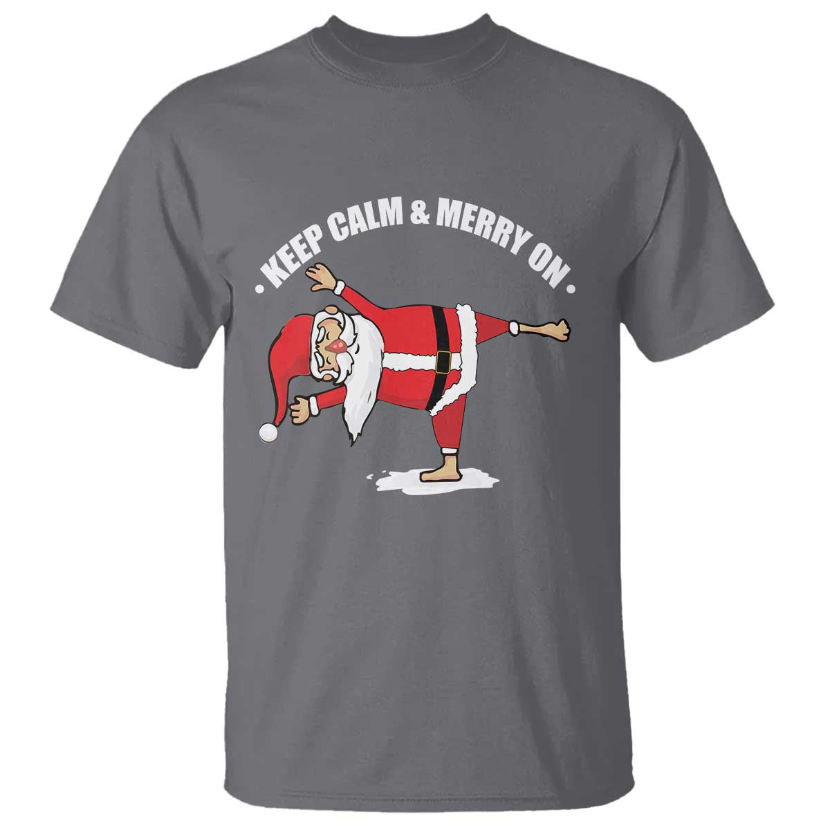 Funny Christmas Yoga T Shirt Keep Calm And Merry On TS09 Charcoal Print Your Wear