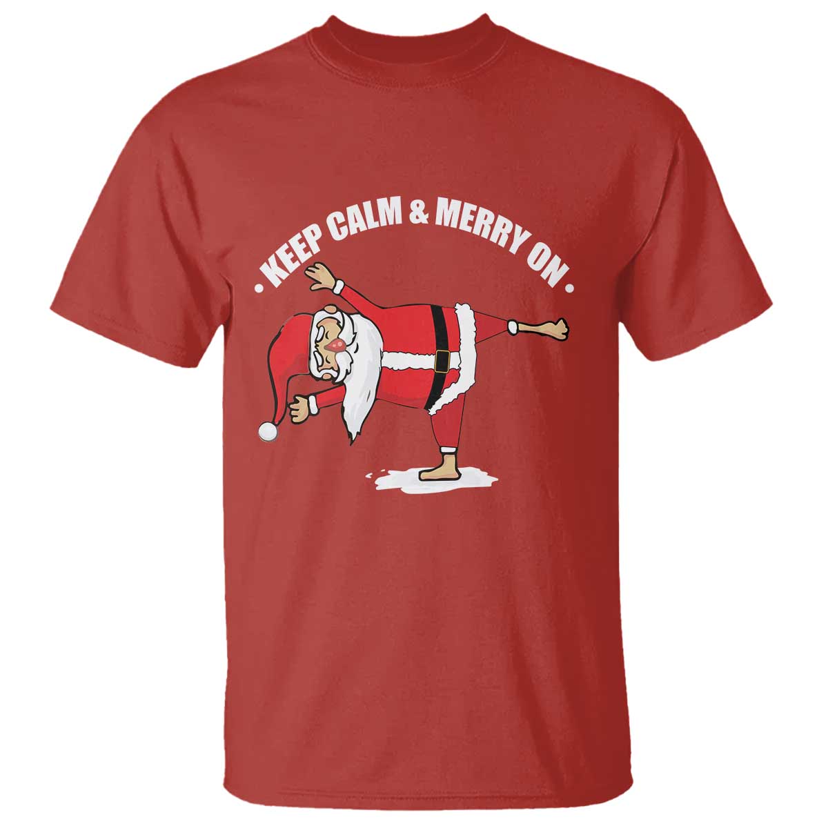 Funny Christmas Yoga T Shirt Keep Calm And Merry On TS09 Red Print Your Wear
