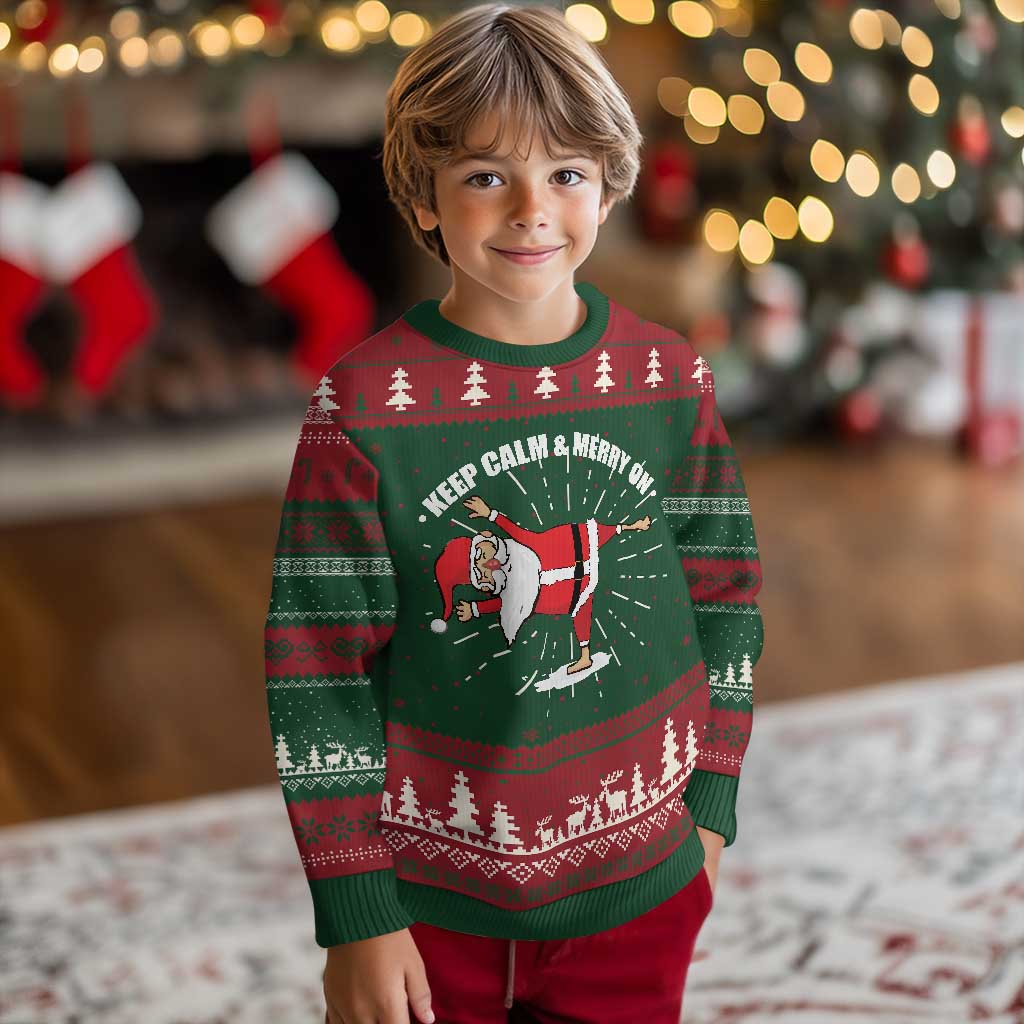 Funny Xmas Yoga Ugly Christmas Sweater Keep Calm And Merry On TS09 Christmas Print Your Wear