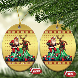 Xmas Football Christmas Ornament Santa Reindeer Football Match TS09 Oval Gold Print Your Wear