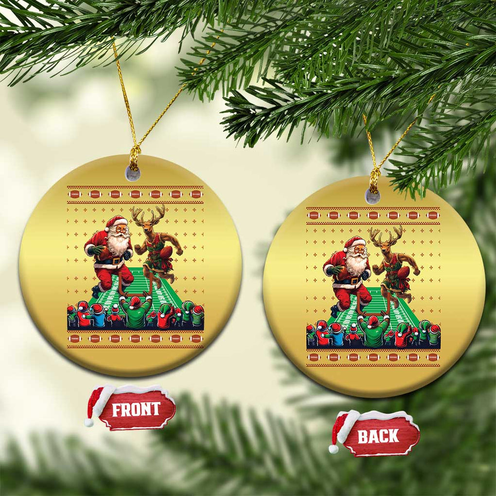 Xmas Football Christmas Ornament Santa Reindeer Football Match TS09 Circle Gold Print Your Wear