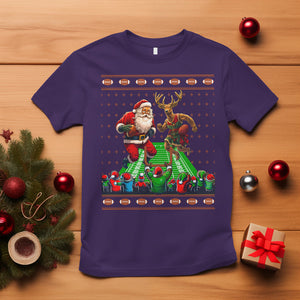 Christmas Sport T Shirt Santa Reindeer Play American Football TS09 Purple Printyourwear