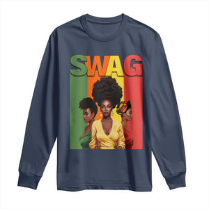 Black History Month Swag Melanin Queen Long Sleeve Shirt TS09 Navy Print Your Wear