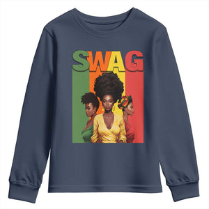 Black History Month Swag Melanin Queen Youth Sweatshirt TS09 Navy Print Your Wear