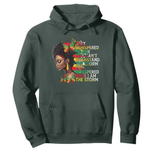 Black History Month Hoodie African Women She Whispered Back I Am The Storm TS09 Dark Forest Green Printyourwear