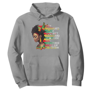 Black History Month Hoodie African Women She Whispered Back I Am The Storm TS09 Sport Gray Printyourwear