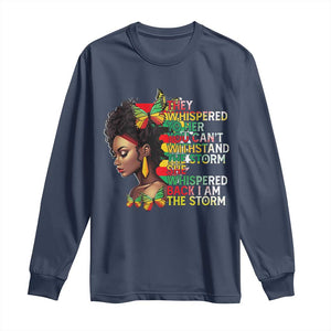 African Women Black History Month Long Sleeve Shirt She Whispered Back I Am The Storm TS09 Navy Print Your Wear