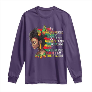 African Women Black History Month Long Sleeve Shirt She Whispered Back I Am The Storm TS09 Purple Print Your Wear