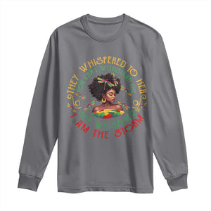 Melanin Women Black History Month Long Sleeve Shirt Dragon Fly She Whispered Back I Am The Storm TS09 Charcoal Print Your Wear