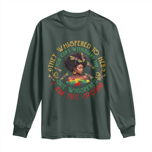 Melanin Women Black History Month Long Sleeve Shirt Dragon Fly She Whispered Back I Am The Storm TS09 Dark Forest Green Print Your Wear