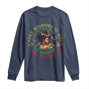 Melanin Women Black History Month Long Sleeve Shirt Dragon Fly She Whispered Back I Am The Storm TS09 Navy Print Your Wear