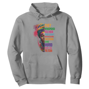 Black History Month Hoodie African Women She Whispered Back I Am The Storm TS09 Sport Gray Printyourwear