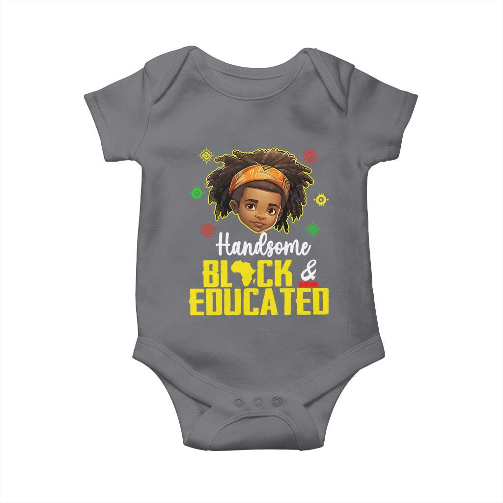 Black Pride Baby Onesie I Am The Strong African King Boy Handsome Black And Educated TS09 Charcoal Print Your Wear