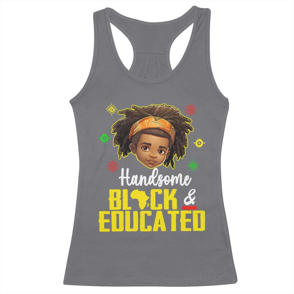 Black Pride Racerback Tank Top I Am The Strong African King Boy Handsome Black And Educated TS09 Charcoal Print Your Wear