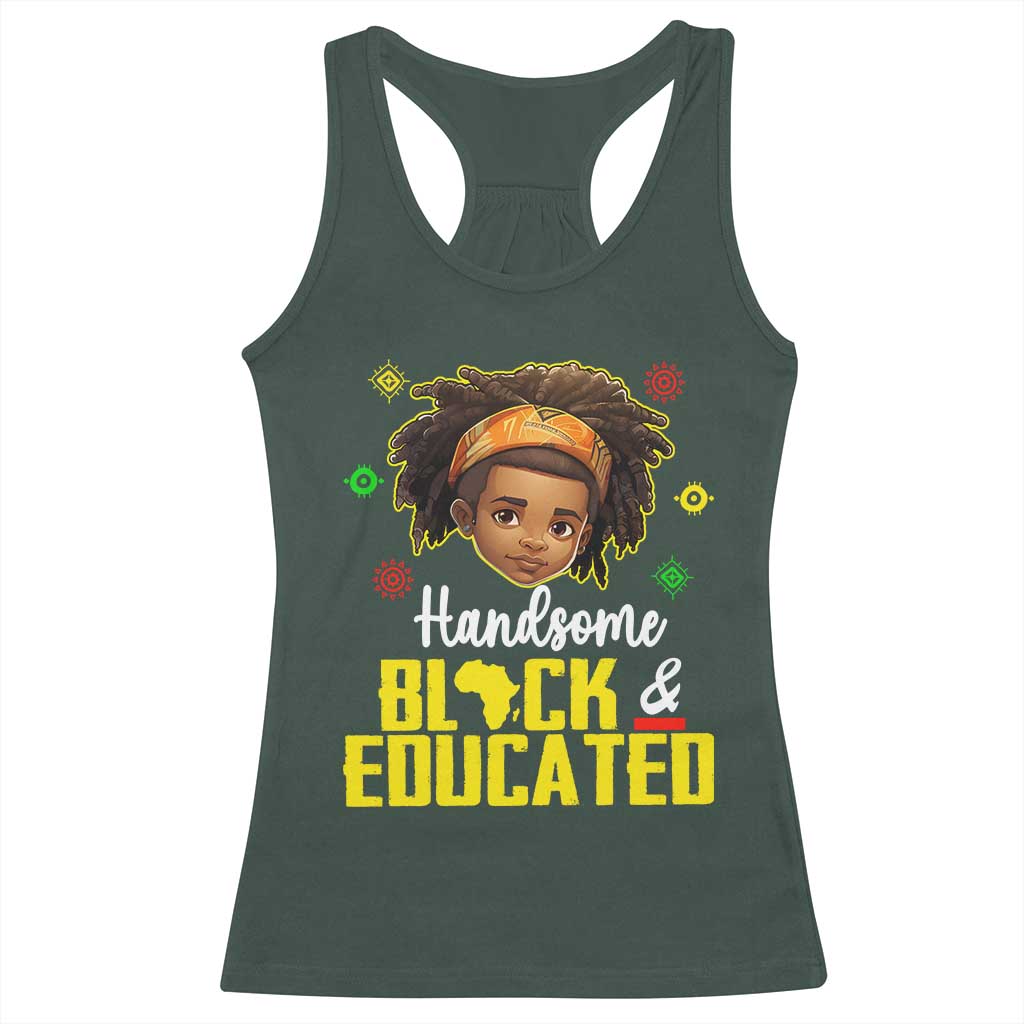 Black Pride Racerback Tank Top I Am The Strong African King Boy Handsome Black And Educated TS09 Dark Forest Green Print Your Wear