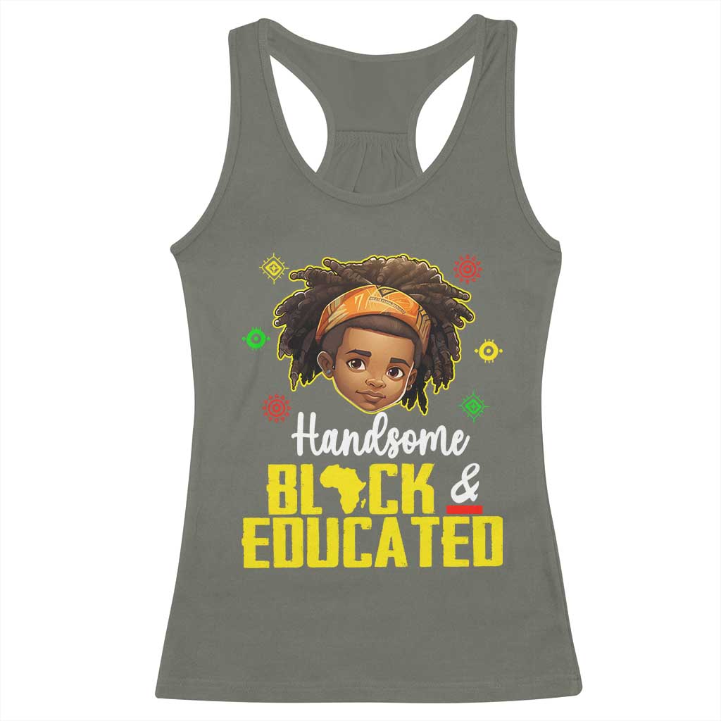 Black Pride Racerback Tank Top I Am The Strong African King Boy Handsome Black And Educated TS09 Military Green Print Your Wear