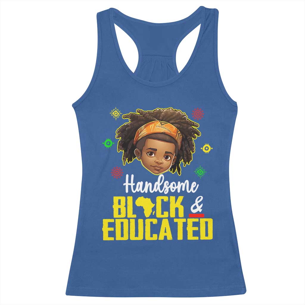Black Pride Racerback Tank Top I Am The Strong African King Boy Handsome Black And Educated TS09 Royal Blue Print Your Wear
