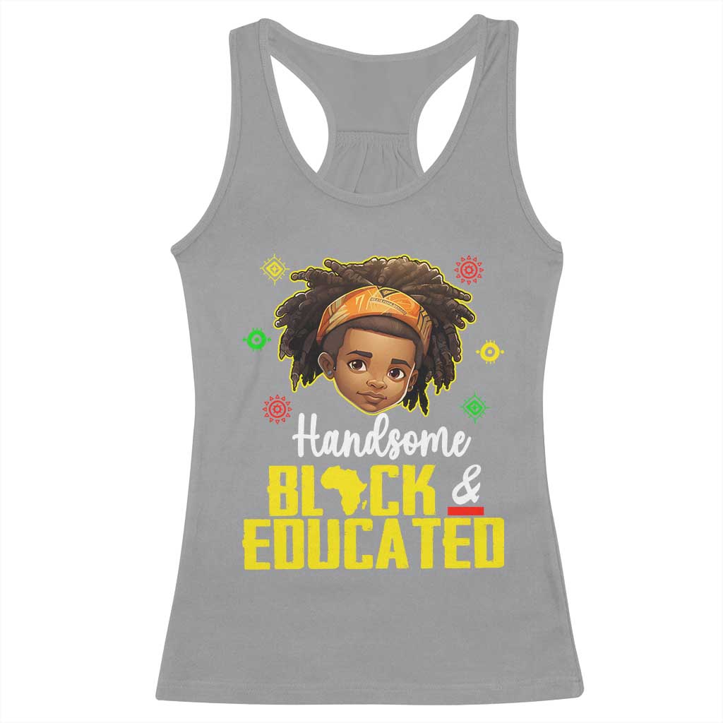 Black Pride Racerback Tank Top I Am The Strong African King Boy Handsome Black And Educated TS09 Sport Gray Print Your Wear