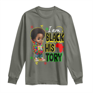 Handsome Kids Boys I Am Black History Month Long Sleeve Shirt TS09 Military Green Print Your Wear