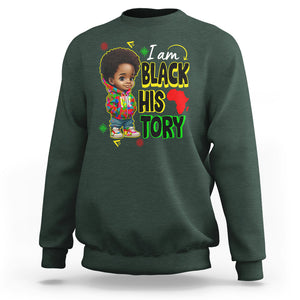 Handsome Kids Boys I Am Black History Month Sweatshirt TS09 Dark Forest Green Printyourwear