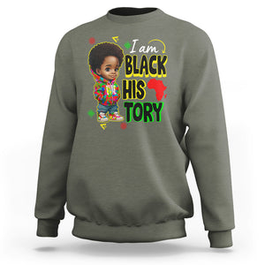 Handsome Kids Boys I Am Black History Month Sweatshirt TS09 Military Green Printyourwear