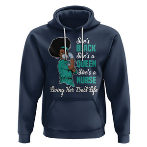 She's Black She's A Queen She's A Nurse Living Her Best Life Hoodie TS09 Navy Printyourwear