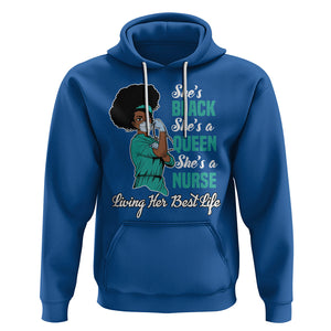 She's Black She's A Queen She's A Nurse Living Her Best Life Hoodie TS09 Royal Blue Printyourwear