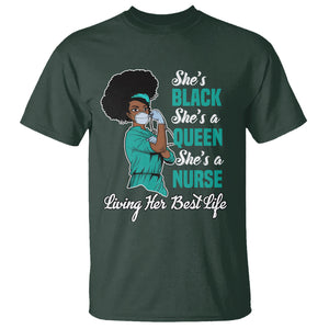 She's Black She's A Queen She's A Nurse Living Her Best Life T Shirt TS09 Dark Forest Green Printyourwear