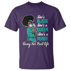 She's Black She's A Queen She's A Nurse Living Her Best Life T Shirt TS09 Purple Printyourwear