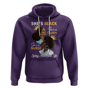 She's Black She's A Queen She's A Nurse Living Her Best Life Hoodie TS09 Purple Printyourwear