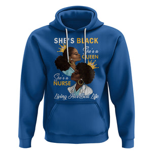 She's Black She's A Queen She's A Nurse Living Her Best Life Hoodie TS09 Royal Blue Printyourwear