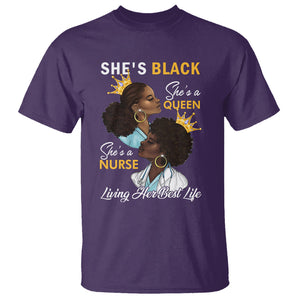 She's Black She's A Queen She's A Nurse Living Her Best Life T Shirt TS09 Purple Printyourwear