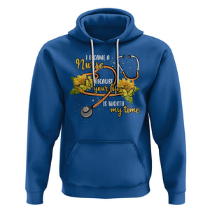 I Became A Nurse Because Your Life Is Worth My Time Sunflower Butterfly Hoodie TS09 Royal Blue Printyourwear