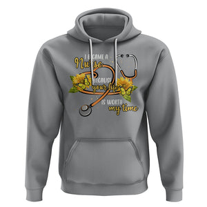 I Became A Nurse Because Your Life Is Worth My Time Sunflower Butterfly Hoodie TS09 Sport Gray Printyourwear