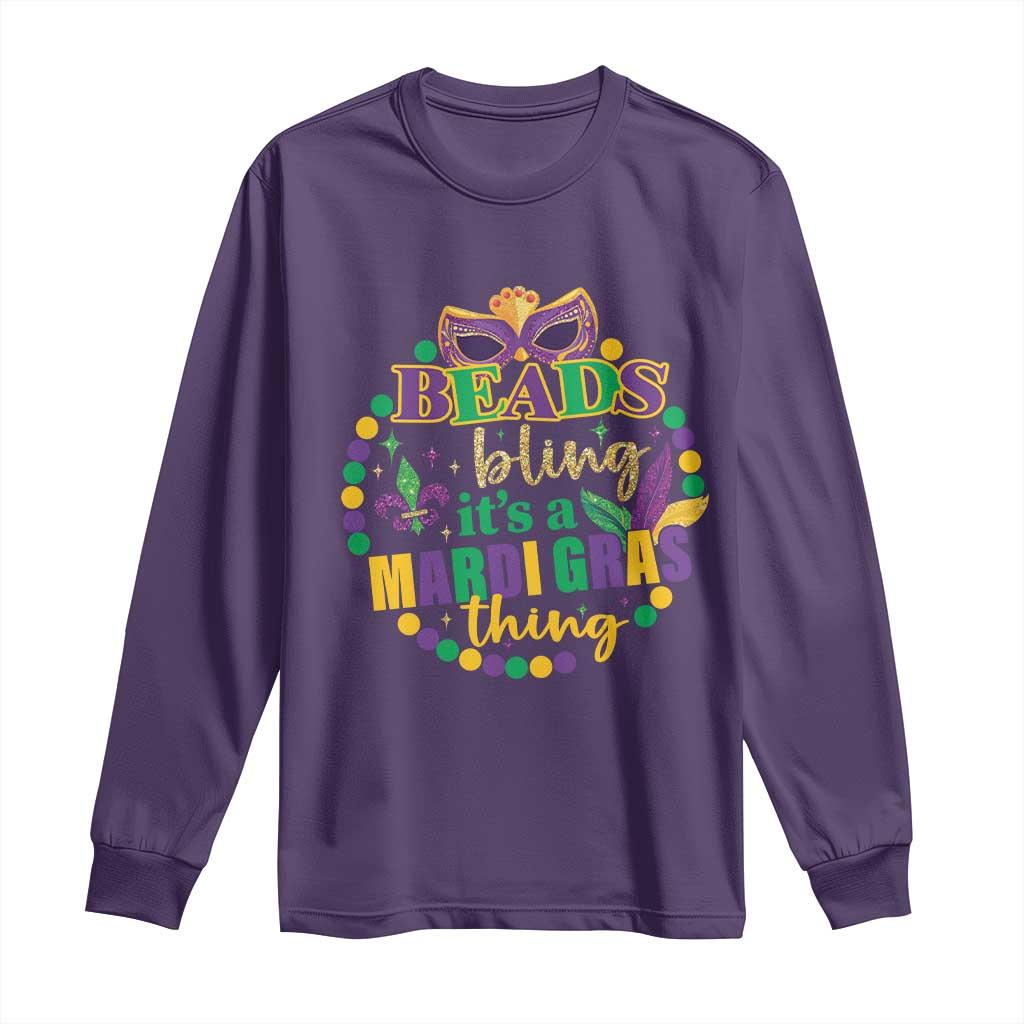Beads And Bling It's A Mardi Gras Thing Long Sleeve Shirt TS09 Purple Print Your Wear
