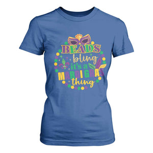 Beads And Bling It's A Mardi Gras Thing T Shirt For Women TS09 Royal Blue Print Your Wear