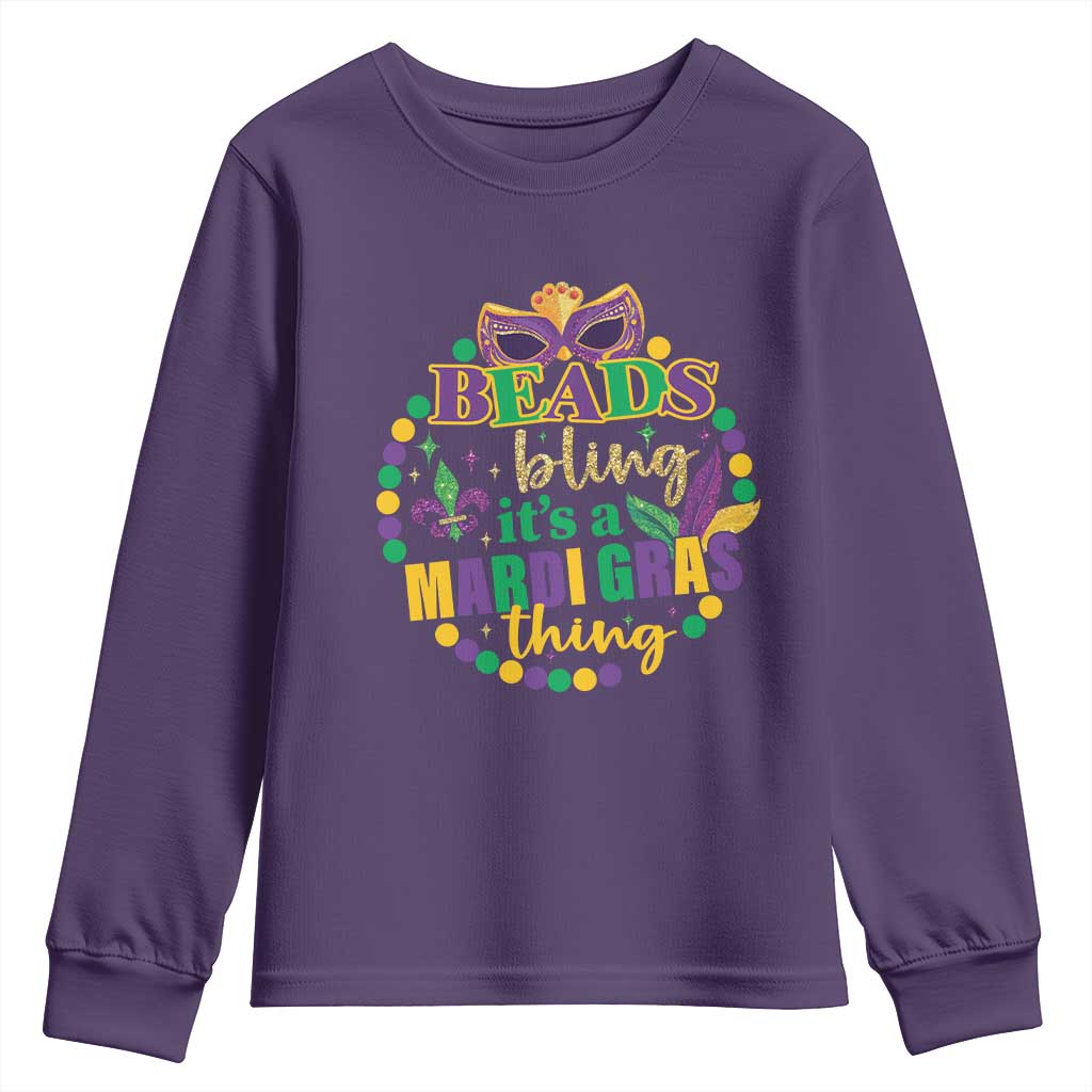Beads And Bling It's A Mardi Gras Thing Youth Sweatshirt TS09 Purple Print Your Wear