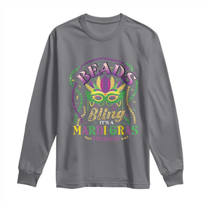 Beads And Bling It's A Mardi Gras Thing New Orleans Long Sleeve Shirt TS09 Charcoal Print Your Wear