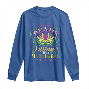 Beads And Bling It's A Mardi Gras Thing New Orleans Long Sleeve Shirt TS09 Royal Blue Print Your Wear