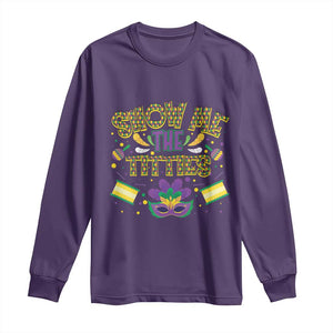 Mardi Gras Long Sleeve Shirt Show Me The Titties Funny Party TS09 Purple Print Your Wear