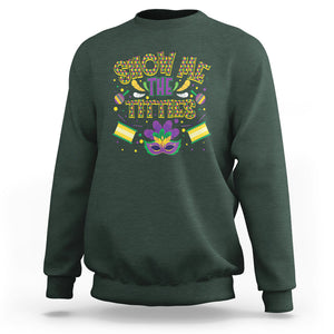 Mardi Gras Sweatshirt Show Me The Titties Funny Party TS09 Dark Forest Green Printyourwear