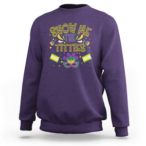 Mardi Gras Sweatshirt Show Me The Titties Funny Party TS09 Purple Printyourwear