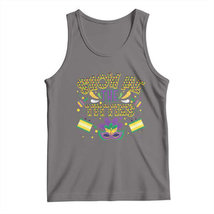 Mardi Gras Tank Top Show Me The Titties Funny Party TS09 Deep Heather Print Your Wear