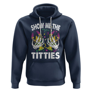 Mardi Gras Hoodie Show Me The Titties Funny Skeleton Crawfish TS09 Navy Printyourwear