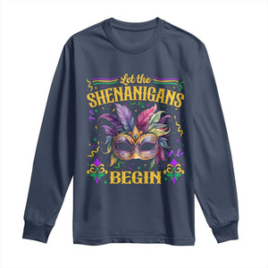 Mardi Gras Long Sleeve Shirt Let The Shenanigans Begin TS09 Navy Print Your Wear