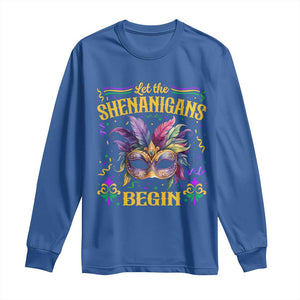 Mardi Gras Long Sleeve Shirt Let The Shenanigans Begin TS09 Royal Blue Print Your Wear